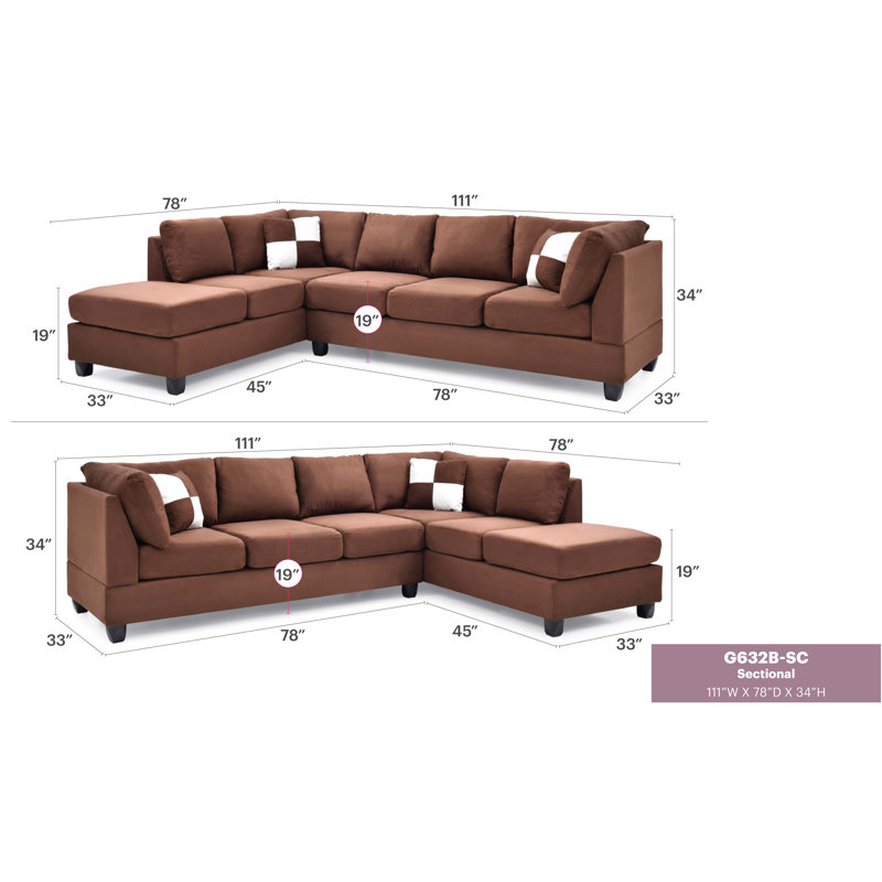 Canapé modulaire Malone (sans repose-pieds), Tissu chocolat, Orienté à droite