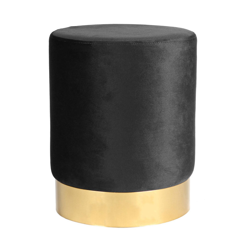 Harbour Housewares - Round Velvet Pouffe, Black