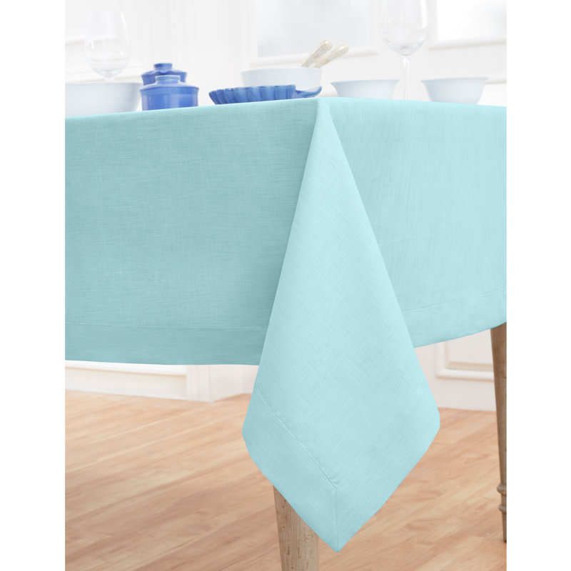 100% Pure Linen Tablecloth - Fete, Aqua Blue, 120" L x 60" W