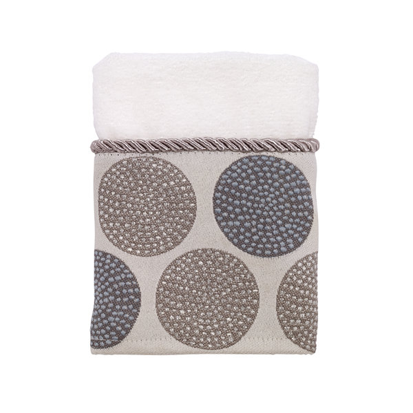White and Gray Cotton Washcloth with Dotted Circles Design