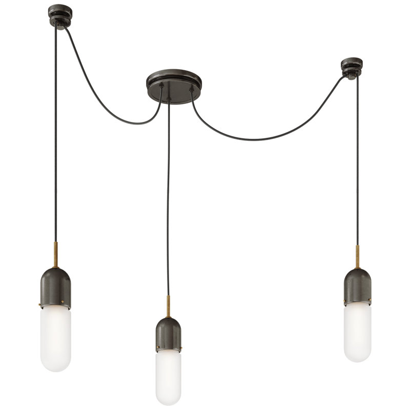 Junio 3 - Light Chandelier, Frosted, Bronze/Brass