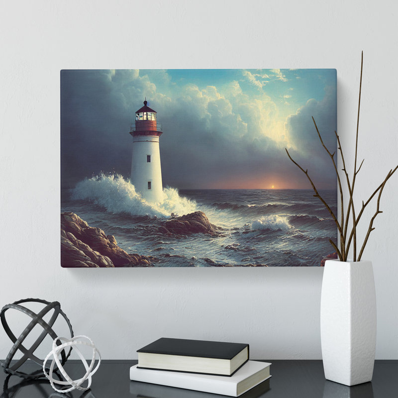Interesting Lighthouse Seascape - Wrapped Canvas, 40cm H x 60cm W