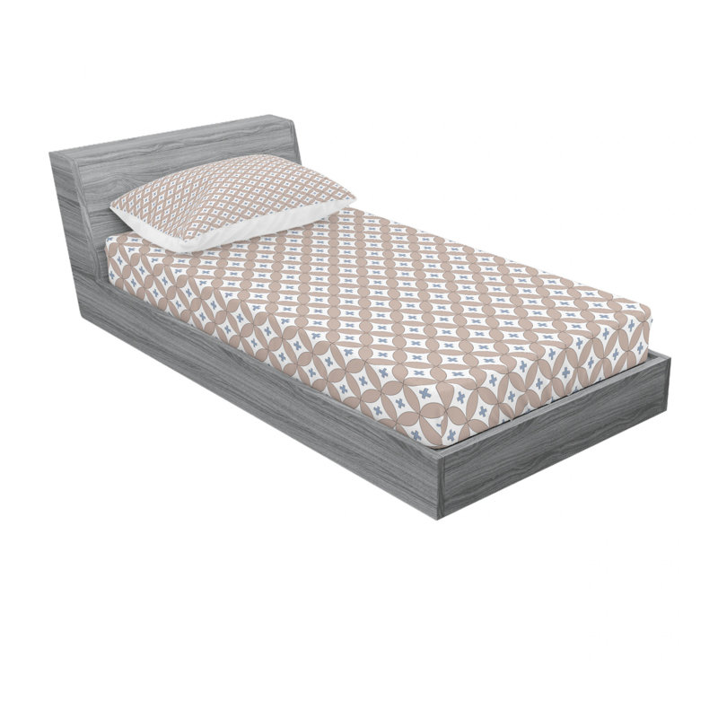 Ensemble de draps à petits cercles entrelacés, Ensemble de draps pour lit simple avec drap-housse
