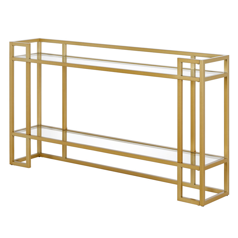 Uriel 132.08cm Glass Top Console Table, Gold