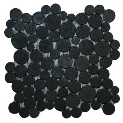 Sankuru Random Sized Natural Stone Mosaic Black Tile Mesh Backed Waterproof for Kitchen - 1 Sq. Ft.