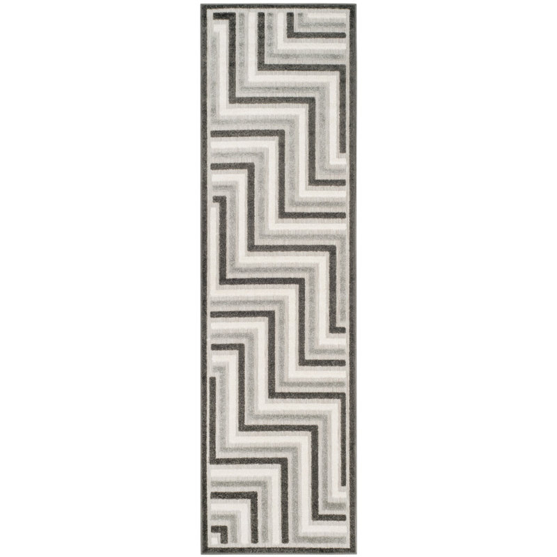 Tapis gris à motif de chevrons Jevan, Tapis de couloir 2 pi 3 po x 8 pi