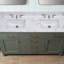 Plateau de meuble-lavabo double 61 po en pierre reconstituée avec lavabo 61 po