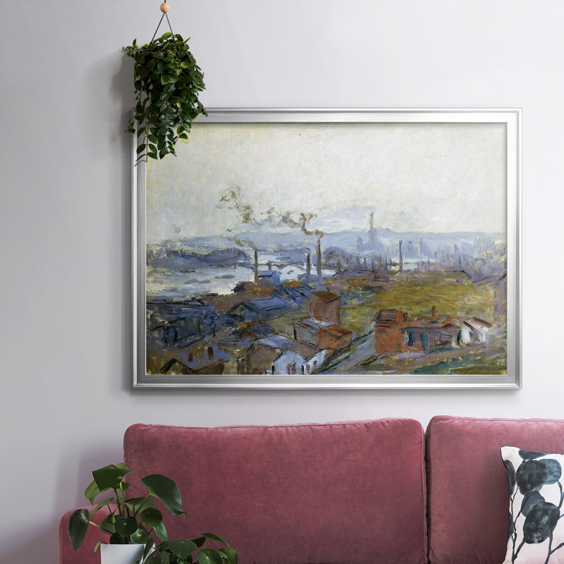 Vue de Rouen vue de la côte Sainte, reproduction d'art sur toile, H 18 po x l 26 po x P 1,5 po, Argent