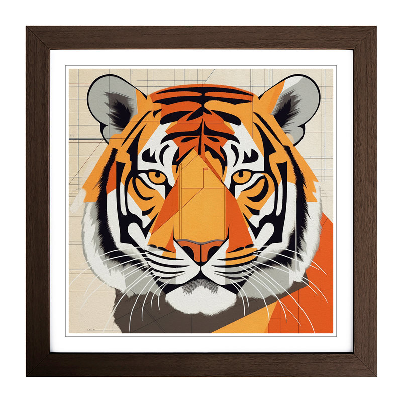 Tiger Constructivism No.3 - Framed Print, Walnut