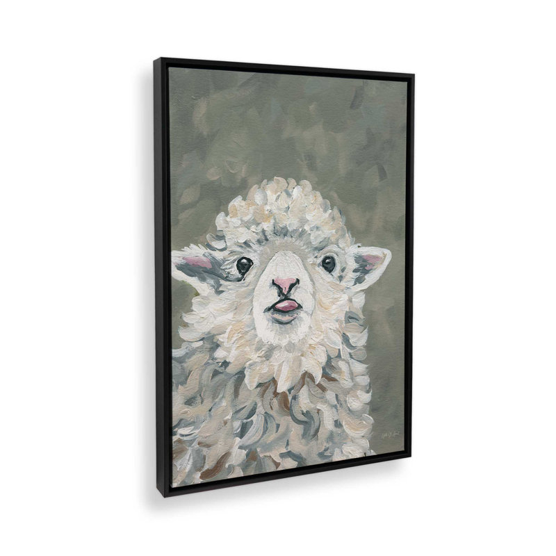 «Silly Little Lamb» par Yvette St. Amant, reproduction d'art, Noir, Cadre flottant, H 24 po x l 18 po