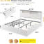 Structure de lit moderne très grand avec 4 tiroirs, lumières DEL, lit plateforme en bois avec station de charge-1324649501