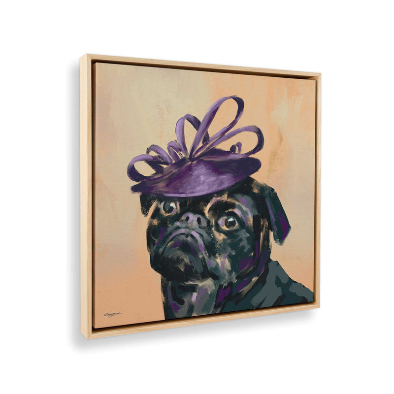 «Posh Pug» par Molly Mattin, reproduction d'art, 36 W x 36 H, Maple, Framed Canvas