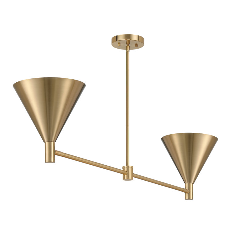 Pharos 2-Light Linear Chandelier in Noble Brass by Breegan Jane