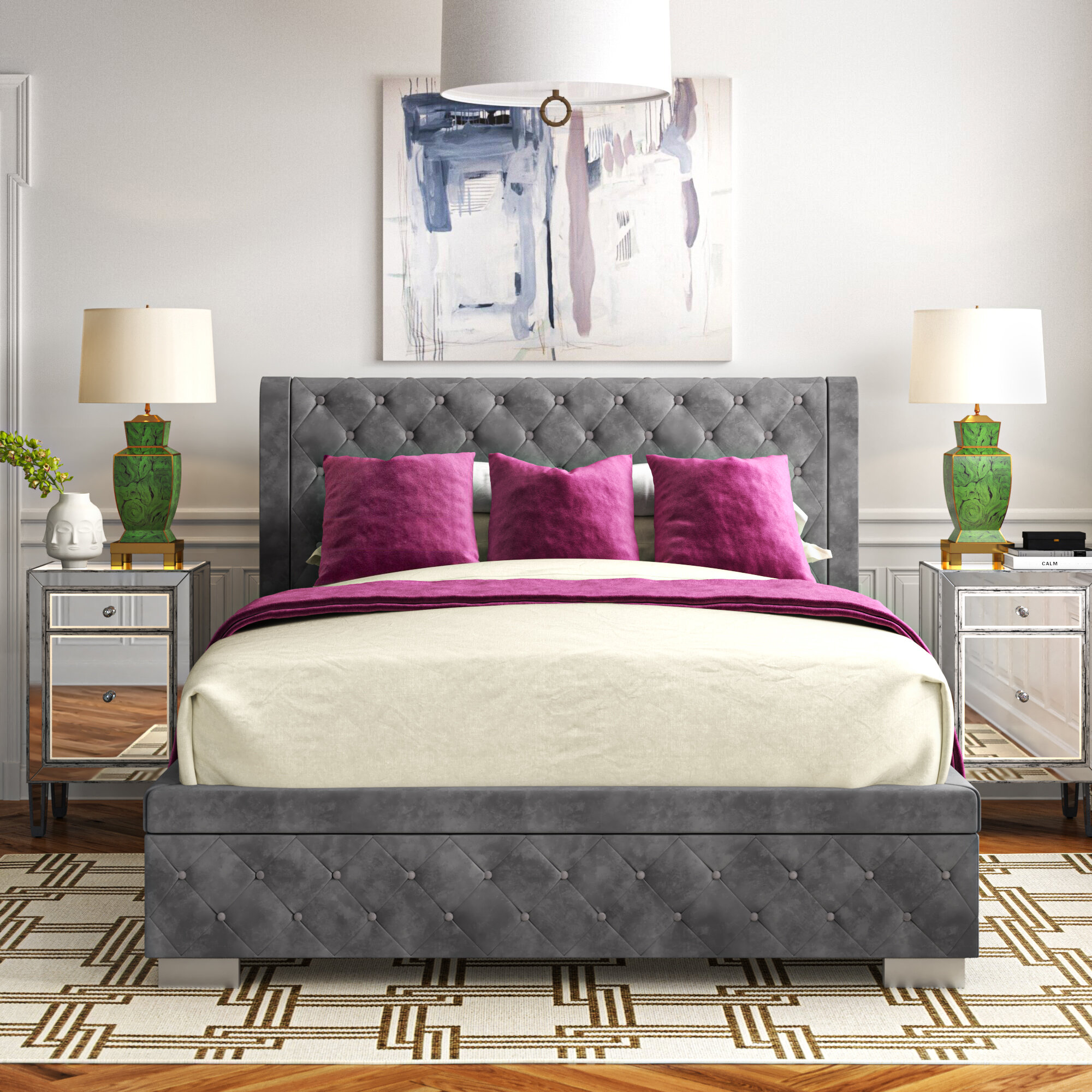 Nadine queen store tufted bed