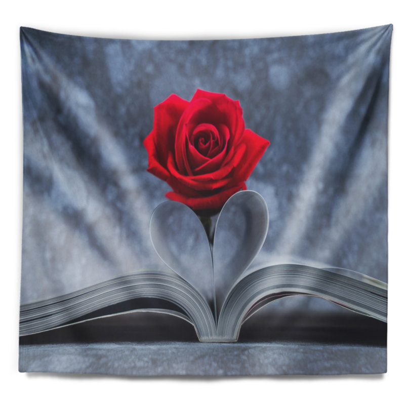 Rouge floral rose à l’intérieur de la tapisserie livre, H 50 po x l 60 po