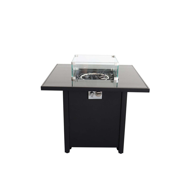 25" H x 30" W Steel Outdoor Fire Pit Table with Lid, Black