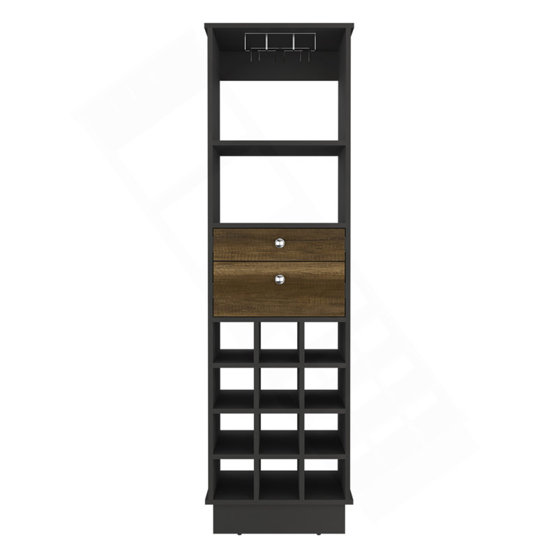 Bar Bureck, salon, noir / noyer, Noir/noyer
