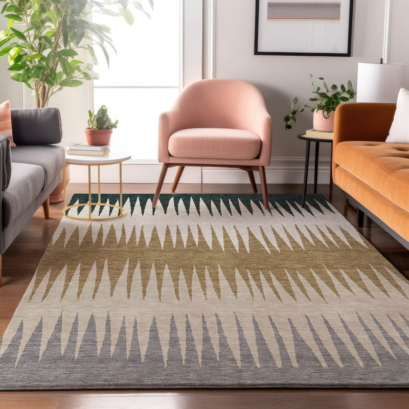 Premium Machine Washable Prisco Charcoal Rug, Rectangle 8' x 10'