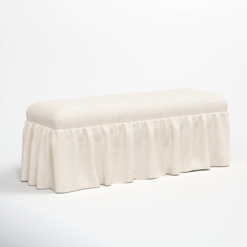 Nia Ruffle Dining Bench, Classic Talc Linen