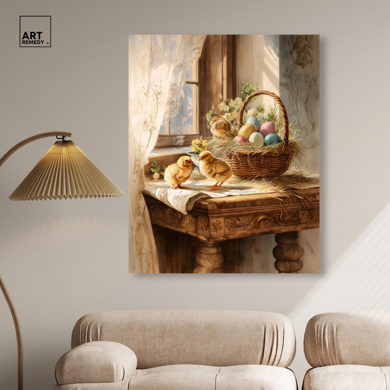 Mignon de Pâques sur toile, "Farmhouse Art" par Art Remedy, H 30 po x l 24 po, Toile tendue, Peinture sans cadre