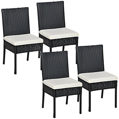 PE Rattan Outdoor Dining Chairs With Cushions Set Of 4