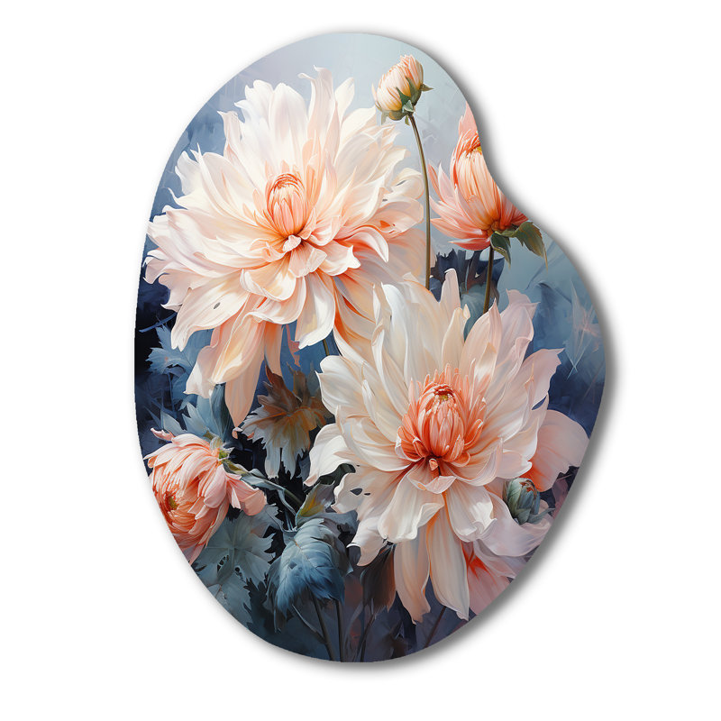 Almus - Unique Shape Chrysanthemums, art mural en métal, sculpture murale asymétrique en métal, H 38 po x l 28 po