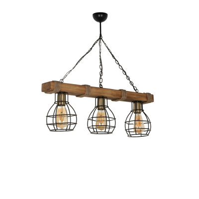 Luminaire suspendu géométrique à 3 lumières pour îlot de cuisine avec détails en fer forgé Weatherspoon