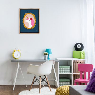 «Chic Unicorn Portrait», art mural encadré sur toile flottante par Jessica Beck