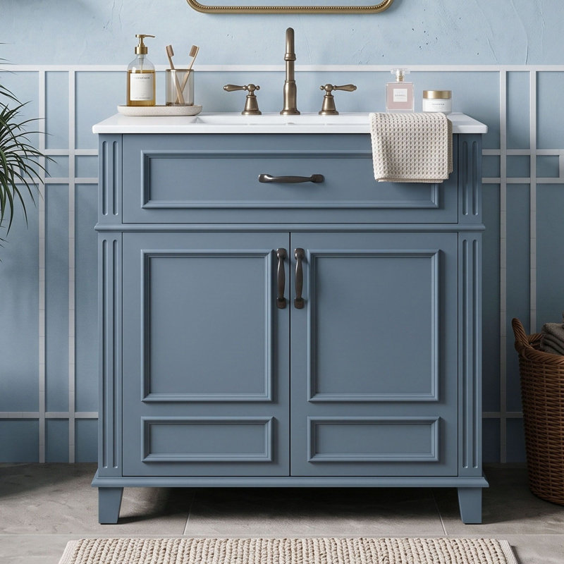 Meuble-lavabo de salle de bain avec lavabo et armoire en céramique