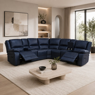 Monchat 109 " Faux Leather Reclining L-Shaped Sectional