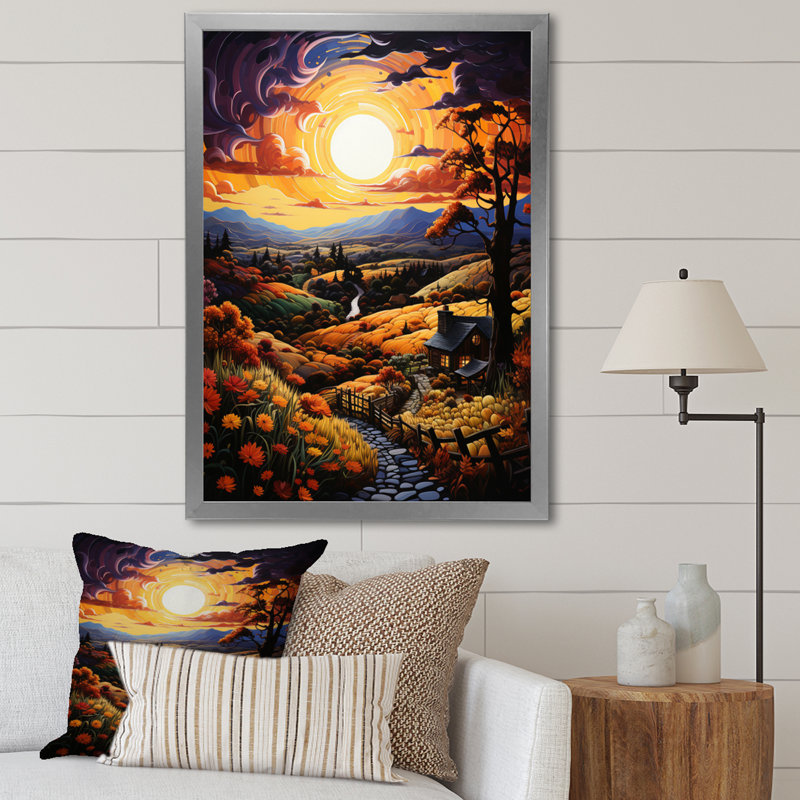 «Kyda Countryside Bounteasant Vineyard Patchwork II», reproduction, Cadre photo argenté, H 44 po x l 34 po x P 1,5 po