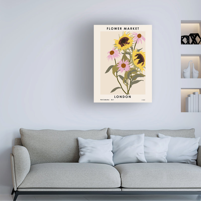 Marché aux fleurs. Londres sur toile, H 47 po x l 35 po x P 2 po