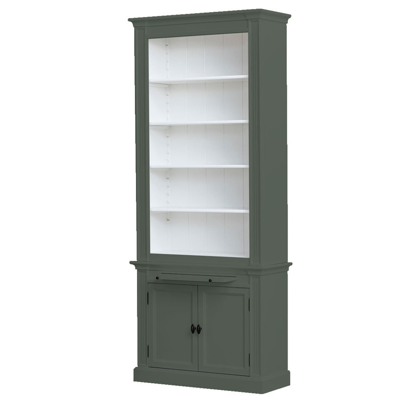 Mckernan 240cm H x 100cm W Solid Wood Library Bookcase, Cement Grey