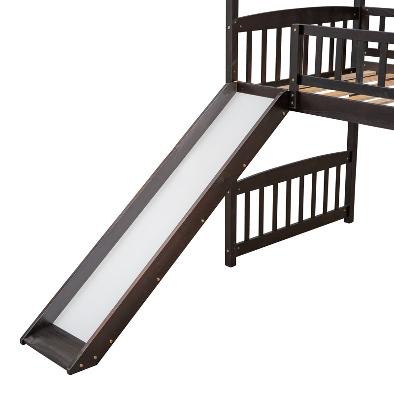 Lit mezzanine simple avec glissade Soild, Espresso