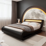 LED Platform Bed Frame With Adjustable Headboard