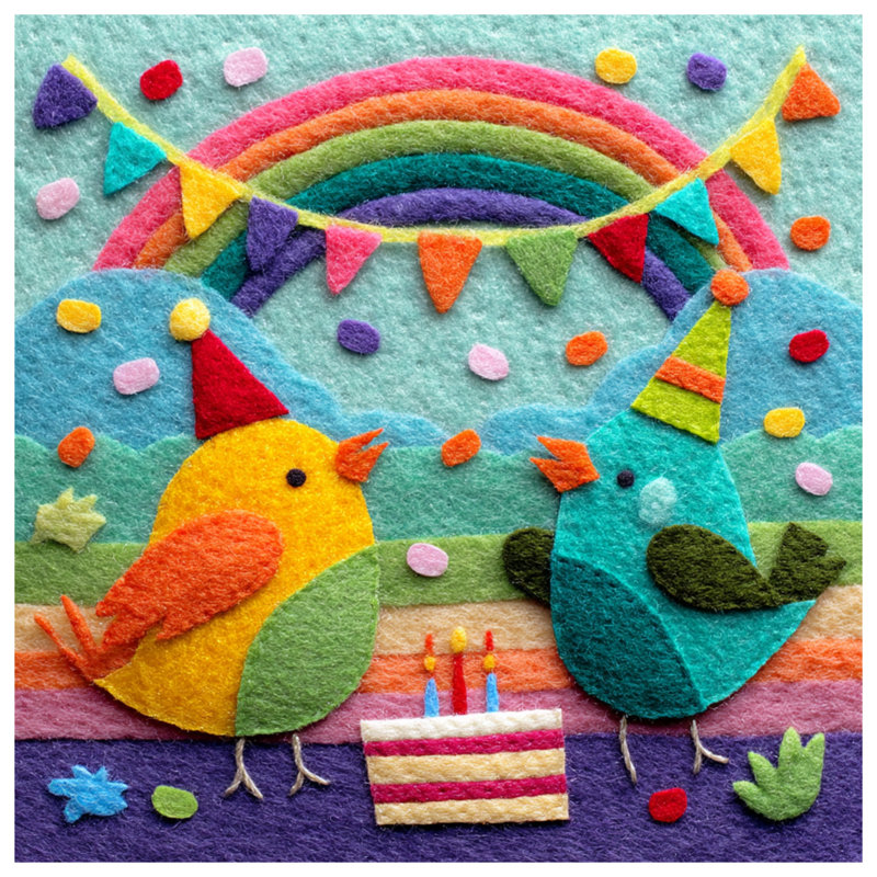 Felt Birds With Rainbow Window Curtains, Birthday Sheer & Blockout Curtains - 1 Panel, 50" x 80" - 1 Panel, Blockout