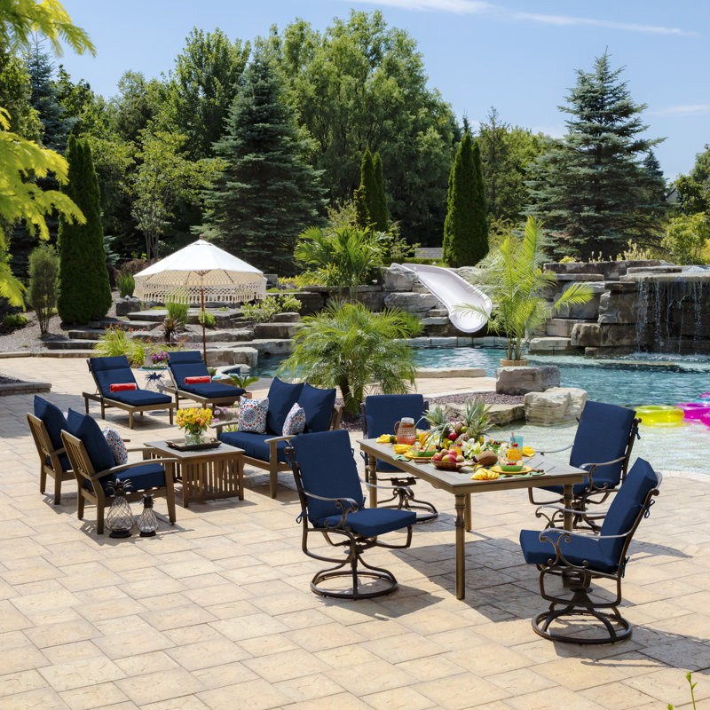 ARDEN Outdoor Chaise Lounge Cushion, Sapphire, 3.5" H x 22" W x 52" D