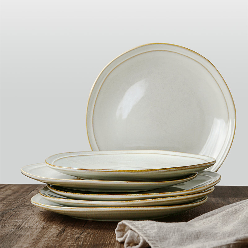 Assiette plate en grès Granduca, Blanc vanille