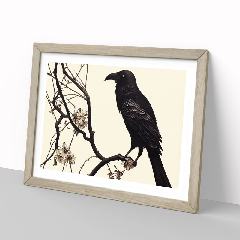 Terrific Crow Bird - Framed Print, 25cm H x 34cm W x 2cm D, Oak Framed
