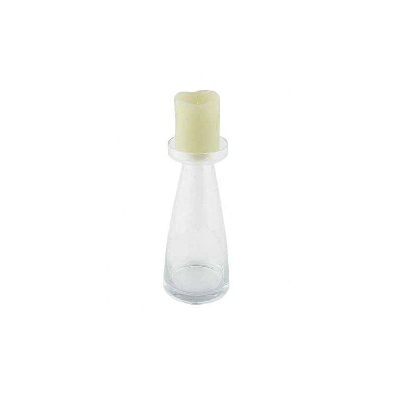 11'' H Glass Tabletop Candlestick with Candle Included