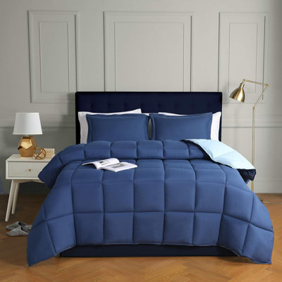 Pre Washed Down Alternative Comforter Set Twin - Reversible Chic Quilt Design - Box Stitched With 4 Corner Tabs - Lightweight For All Season - Duvet Comforter With 2 Pillow Shams
