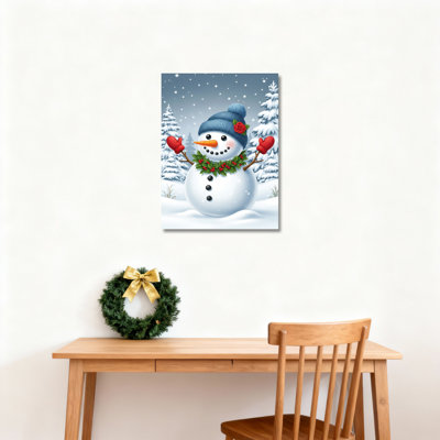 «Snowman Winter Scene», art mural sur toile