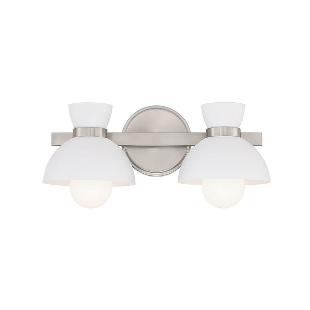 Karalana 2 Light Frosted Dimmable Vanity Light, Brushed Nickel