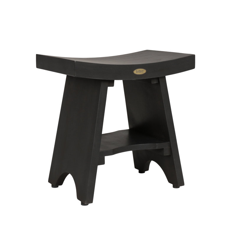 Teak Shower Bench, Dark Gray, 18" H x 18" W x 12" D