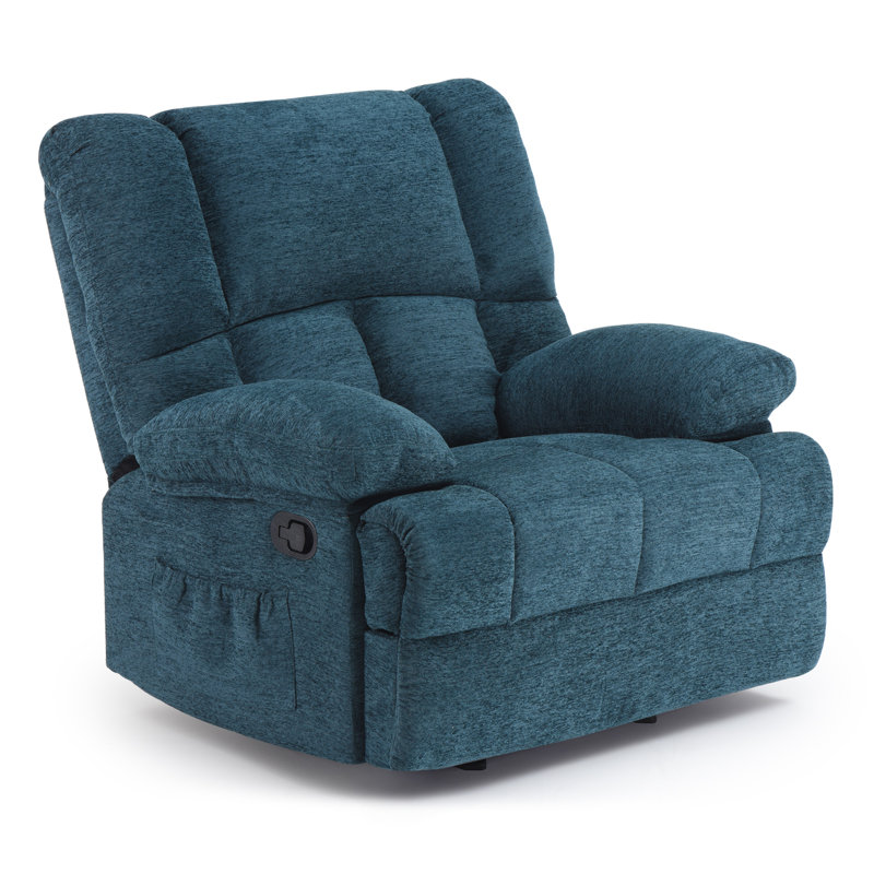 Fauteuil inclinable rembourré de 40,1 po de largeur Catherne, Chenille verte performance
