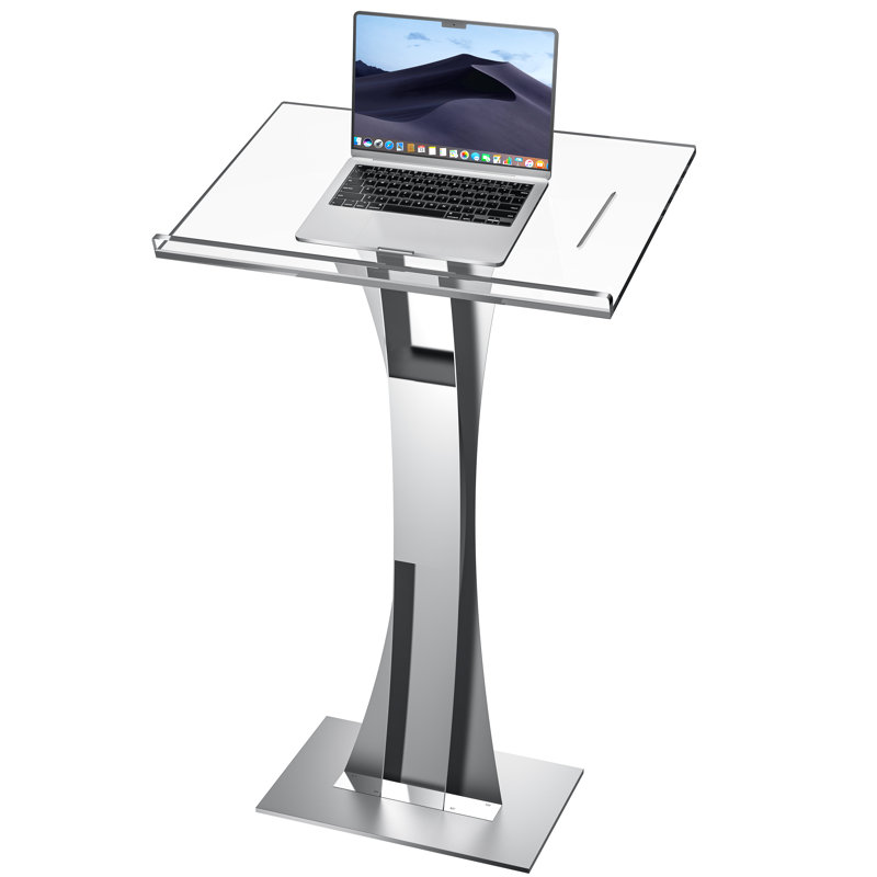 Clear Acrylic Lectern Podium with Robust Metal Base, 10mm Thick Perspex Top, Freestanding Presentation Stand for Church, Classroom, Wedding & Conference Events,108cm Tall
