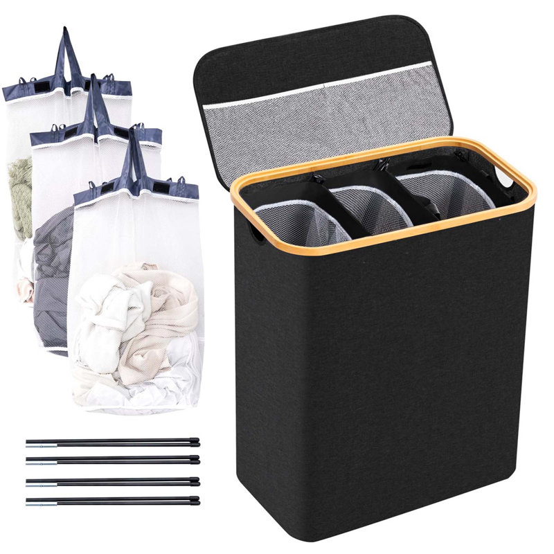 Bhargava Laundry Hamper with Handles, Black