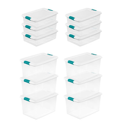 Contenant empilable en plastique 64 qt de Sterilite, paquet de 6 et boîtes de rangement de 32 pte, paquet de 6