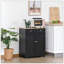 Buffet avec comptoir en bois massif, armoire de rangement de cuisine moderne, armoire à café avec 2 tiroirs, portes et tablette réglable-120166387