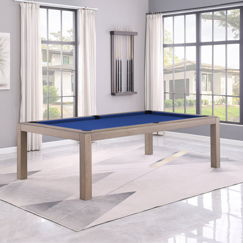 Table de billard en ardoise avec plateau de salle à manger Olivia, 7 pi, Eau bleu royal, Gris cendré